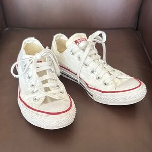 Converse Kids Cream Sneakers with Red Accents